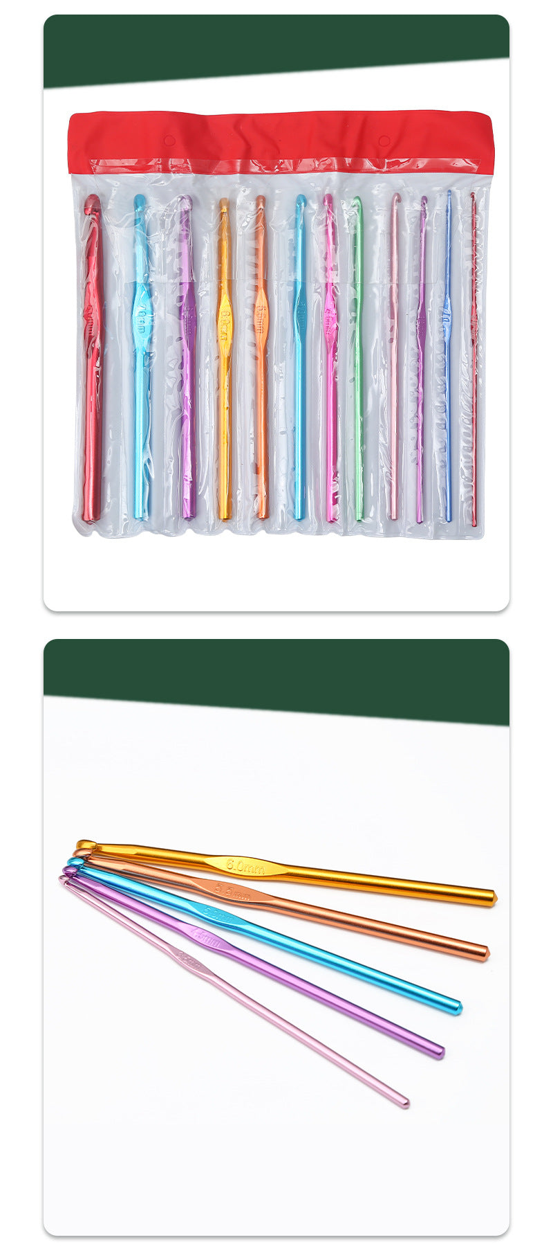 Colorful Aluminum Oxide Single Head Knitting Crochet Hook